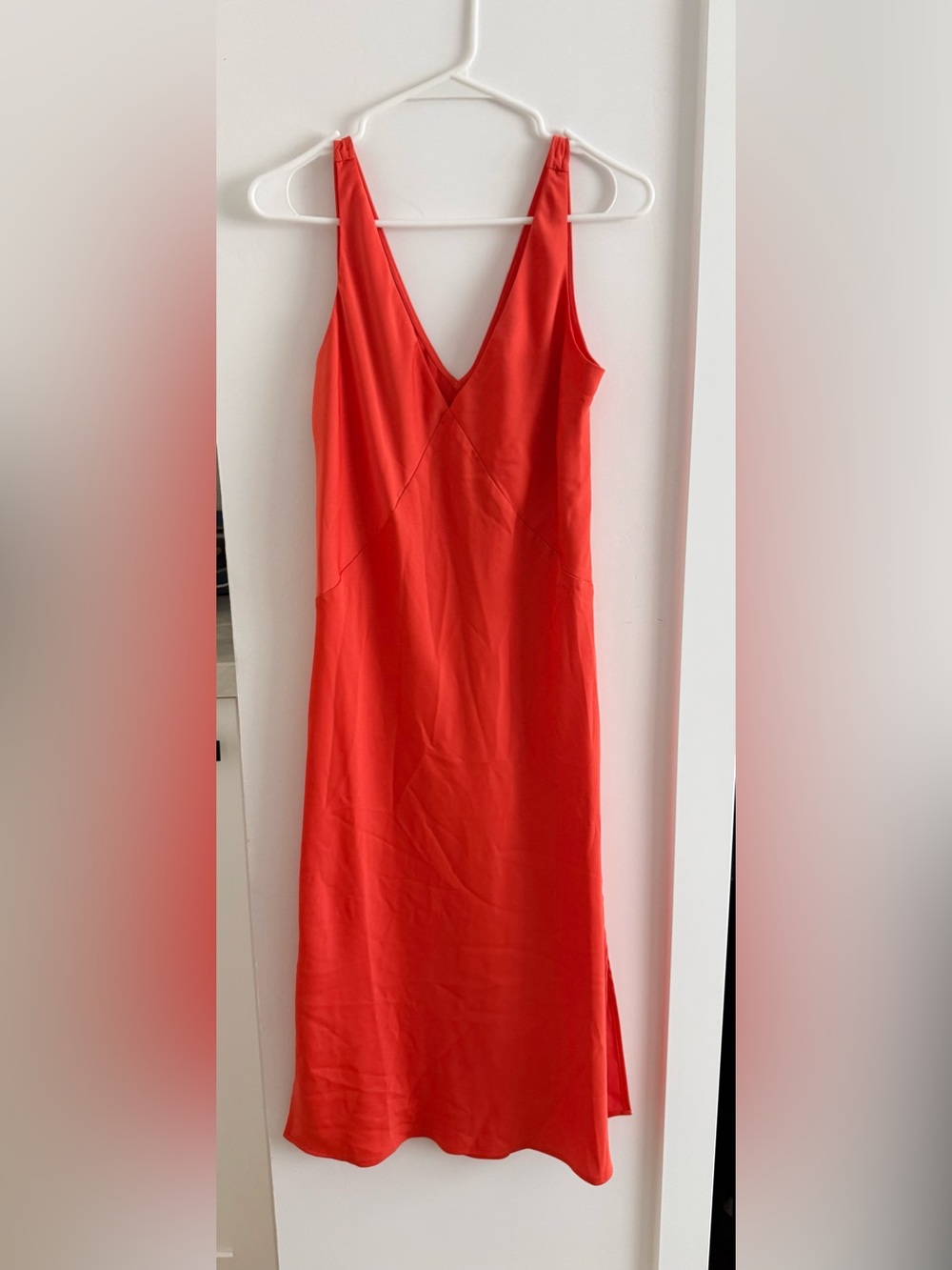 Sleeveless V-Neck Orange Slip Dress